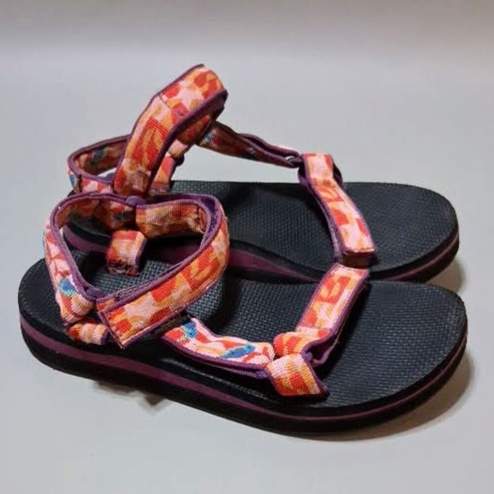 Teva Original Universal Sandals Geometric Orange Pink Purple Strappy Shoes W9